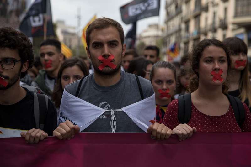 Students hold a silent protest against the violence. Photo credit: Dan Kitwood/Getty Images